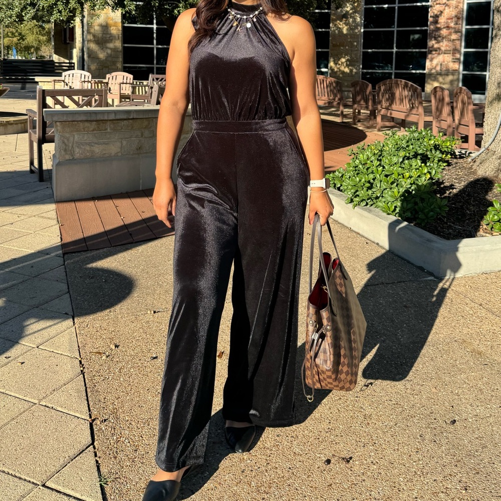 Women's Velvet Jumpsuit - A New Day™ Black Small